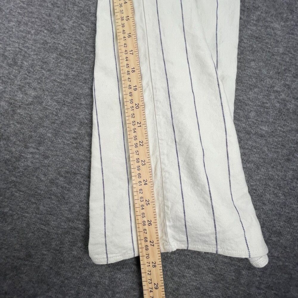Zara Linen Blend Striped Wide Leg Pants L Pinstripe Pull On Boho Coastal Beach - Picture 8 of 14